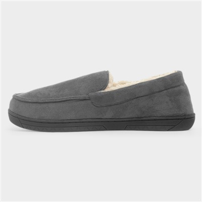 Mens Grey Moccasin Slipper