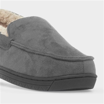 Mens Grey Moccasin Slipper