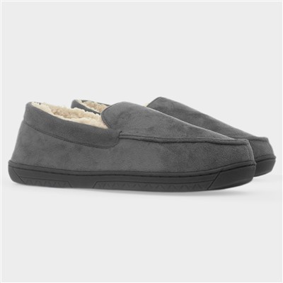 Mens Grey Moccasin Slipper