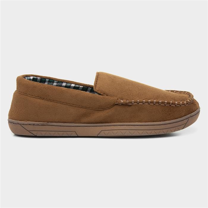 Mens Brown Moccasin Slipper