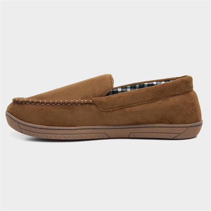 Mens Brown Moccasin Slipper