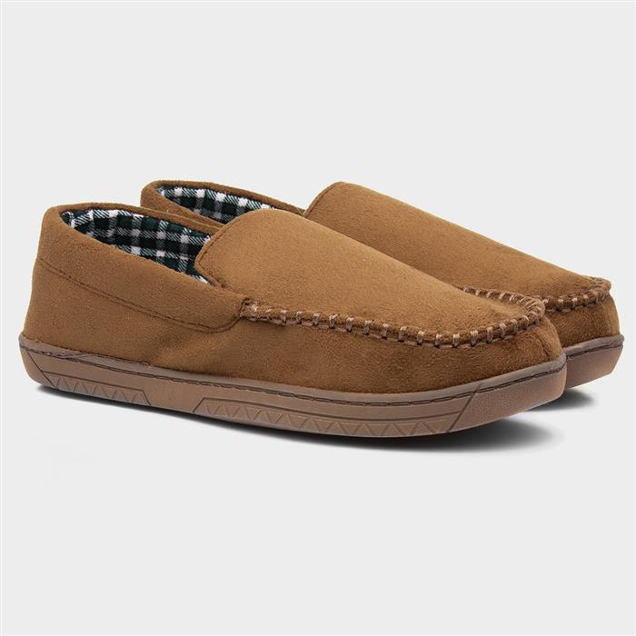 Mens Brown Moccasin Slipper