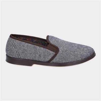 Mens Stafford Twin Gusset Slipper in Brown