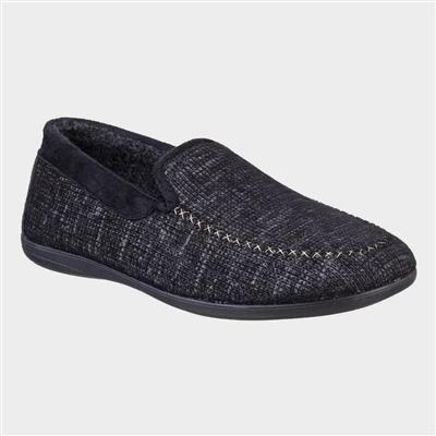 Cotswold Stanley Mens Black Loafer Slipper-691036 | Shoe Zone