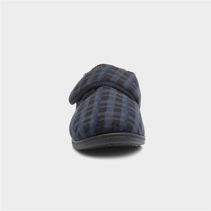 Mens Navy Easy Fasten Slipper