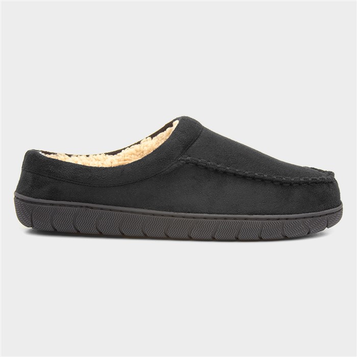 Mens Black Warm Lined Mule