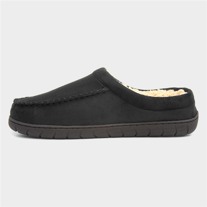 Mens Black Warm Lined Mule