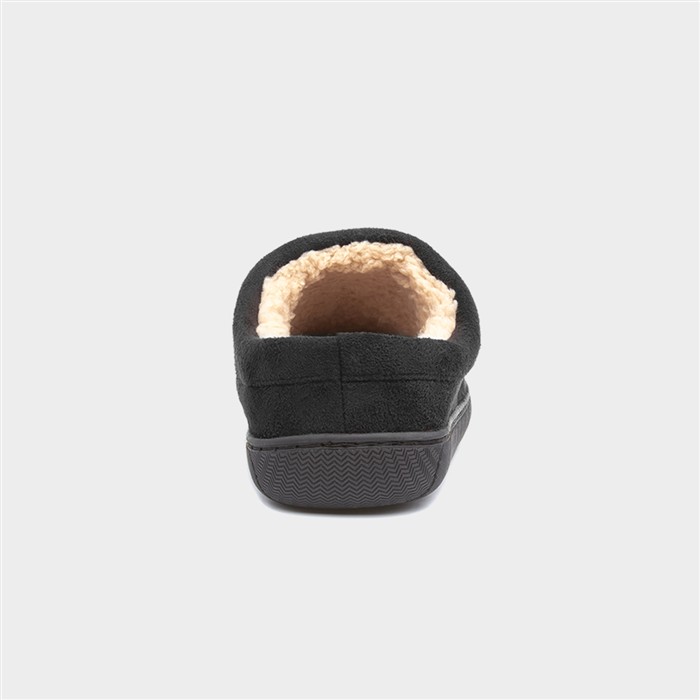 Mens Black Warm Lined Mule