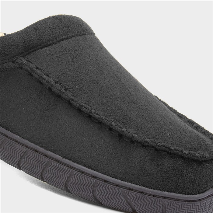 Mens Black Warm Lined Mule