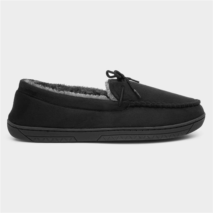 Mens Black Bow Moccasin
