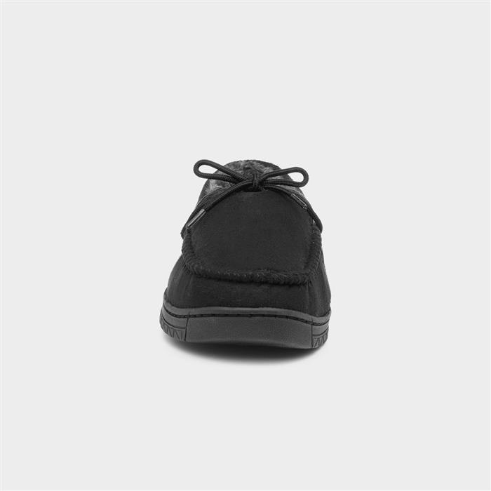 Mens Black Bow Moccasin