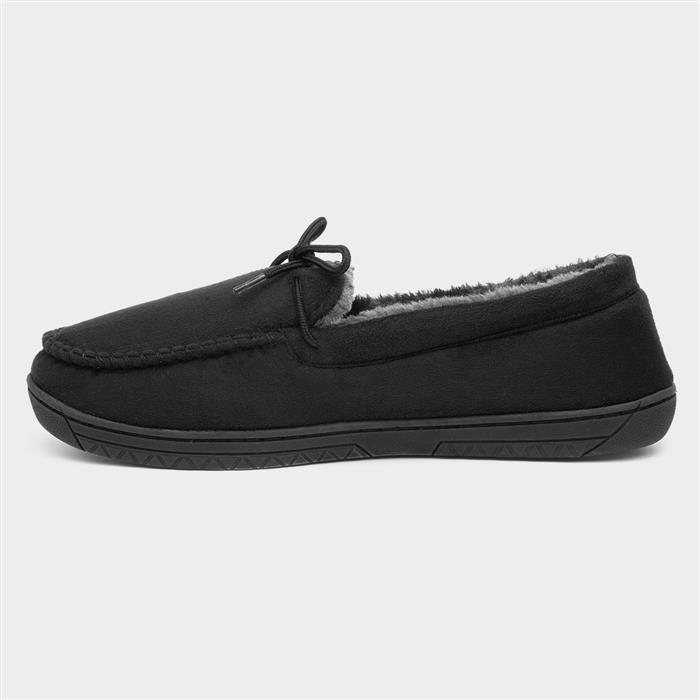 Mens Black Bow Moccasin