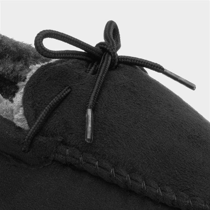 Mens Black Bow Moccasin