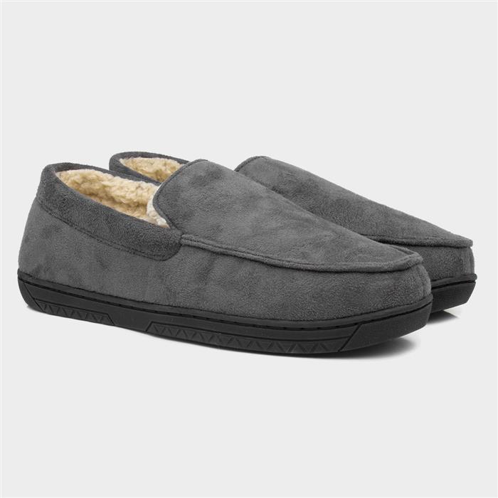 Mens Grey Warm Lined Moccasin