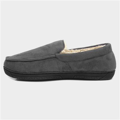 Mens Grey Lined Moccasin