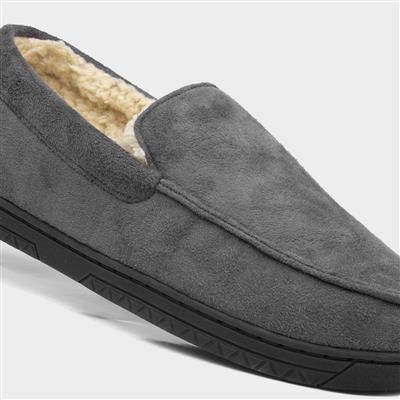 Mens Grey Lined Moccasin