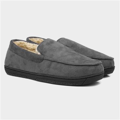 Mens Grey Lined Moccasin