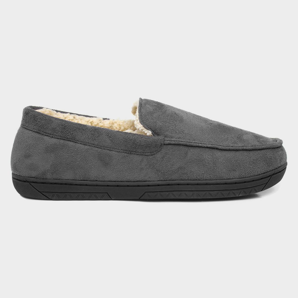 Mens Grey Lined Moccasin