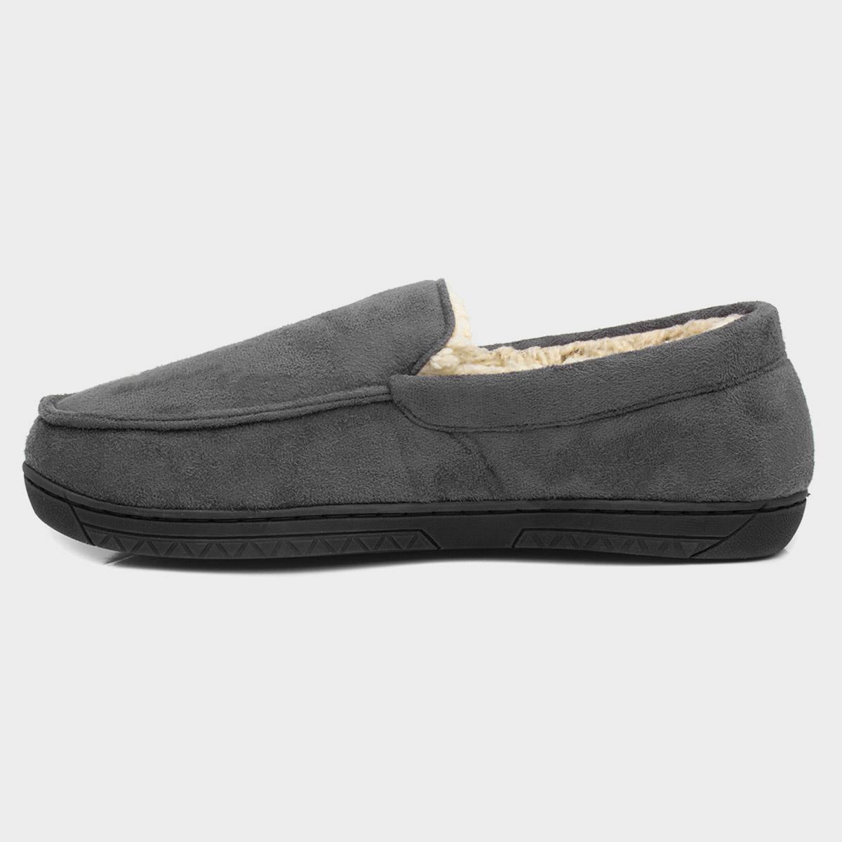 mens grey moccasin slippers