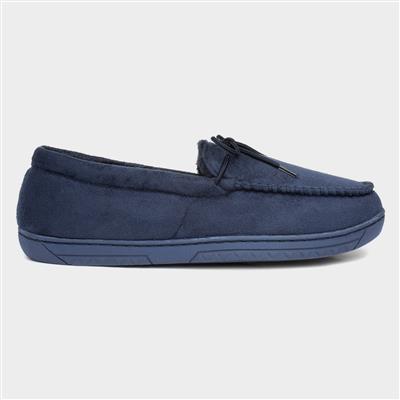 Mens Navy Soft Lined Moccasin