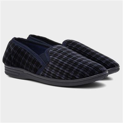 The Slipper Company Mens Navy Twin Gusset-69111 | Shoe Zone