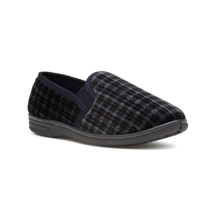 Image of The Slipper Company Mens Twin Gusset Navy Slipper