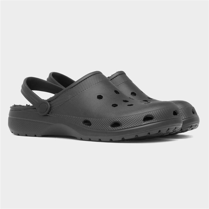 Mens Black Warm Lined EVA Slipper