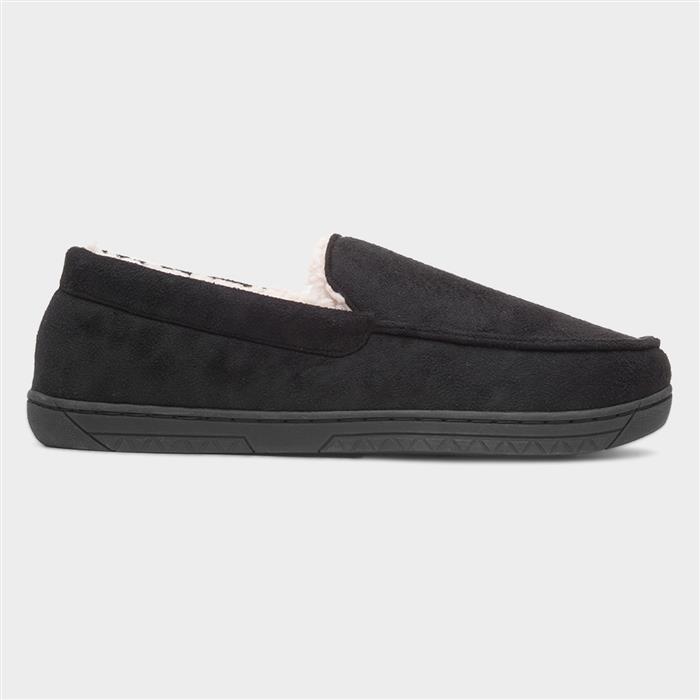 Mens Black Warm Lined Moccasin