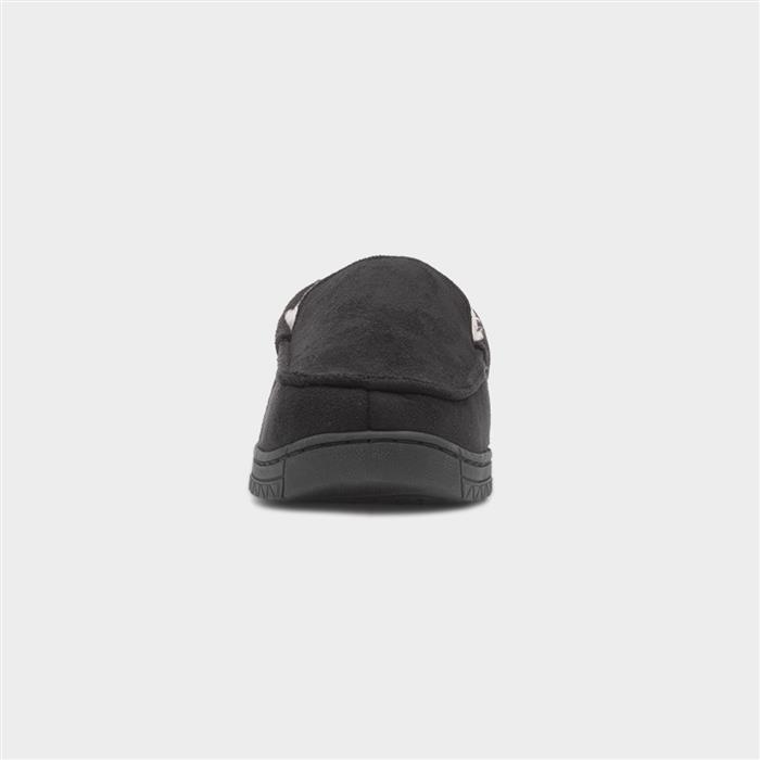 Mens Black Warm Lined Moccasin