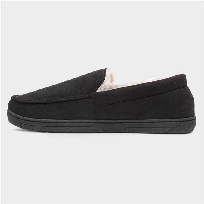 Mens Black Warm Lined Moccasin