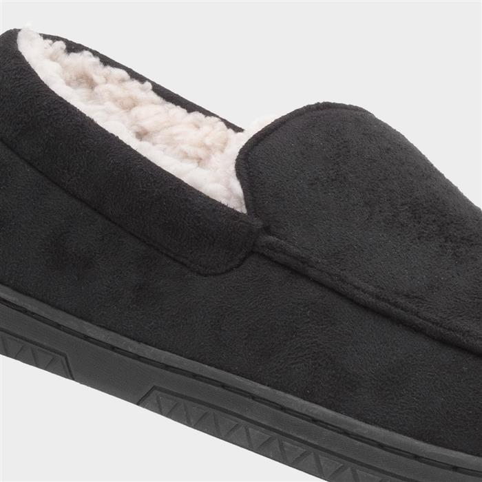 Mens Black Warm Lined Moccasin