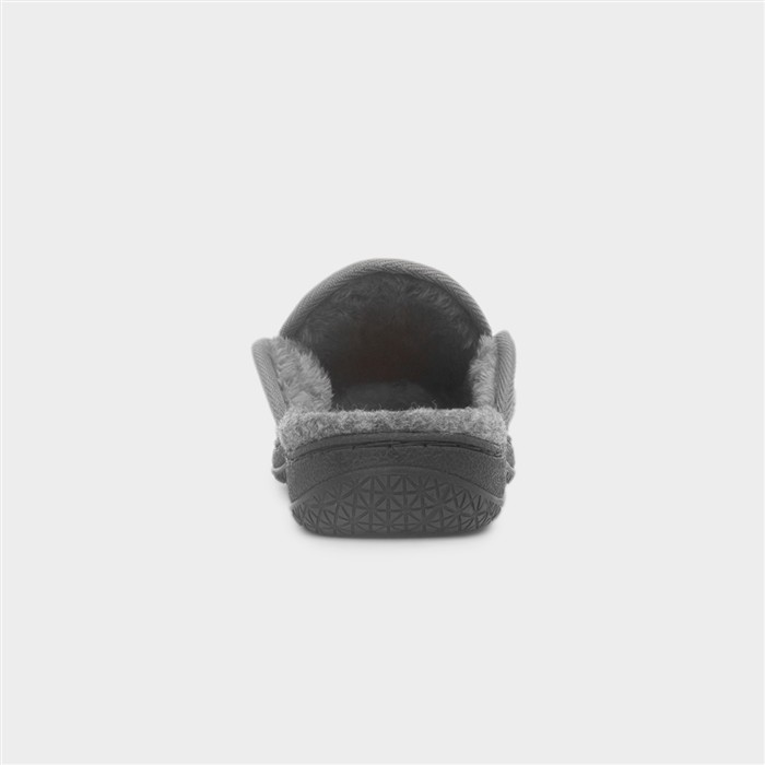Mens Grey Checked Mule Slipper