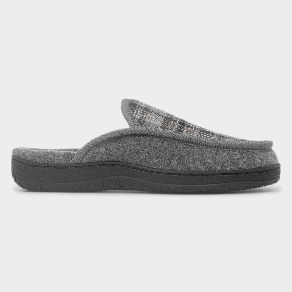 Mens Grey Checked Mule Slipper