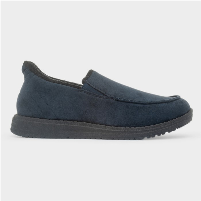 Mens Navy Full Slip On Slipper