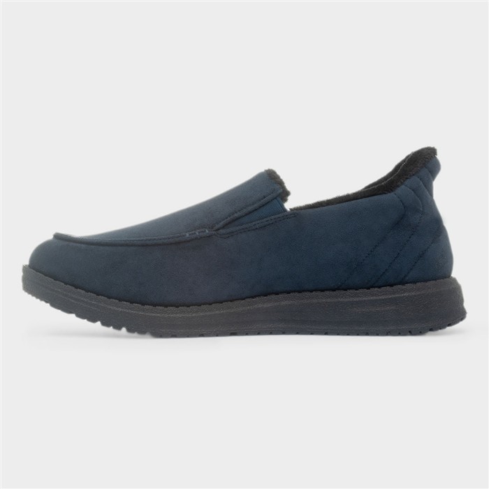 Mens Navy Full Slip On Slipper