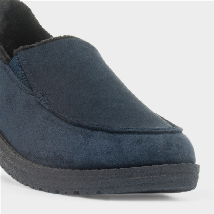 Mens Navy Full Slip On Slipper