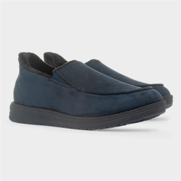 Mens Navy Full Slip On Slipper