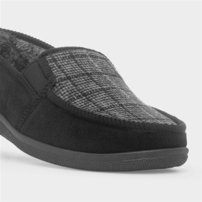 Mens Grey Warm Lined Slipper