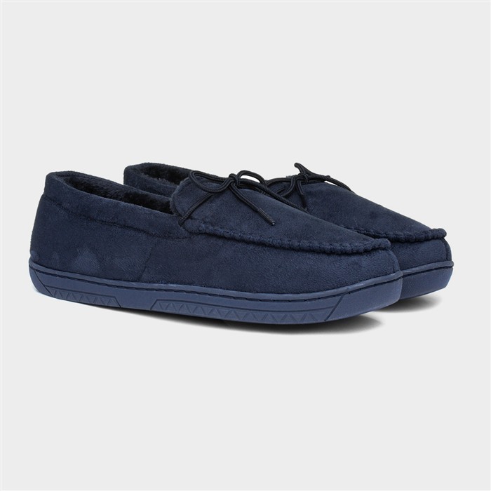 Mens Navy Bow Moccasin