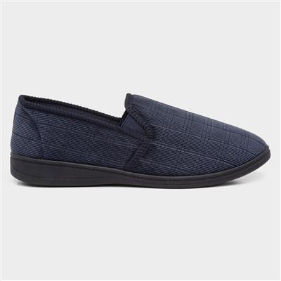 The Slipper Company Mens Twin Gusset in Navy-69171 | Shoe Zone