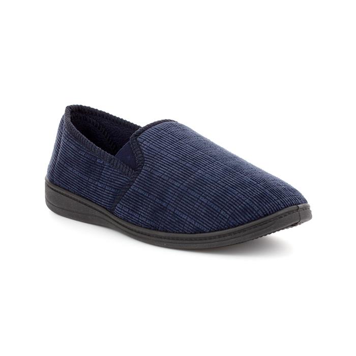 Image of The Slipper Company Mens Navy Check Full Slipper