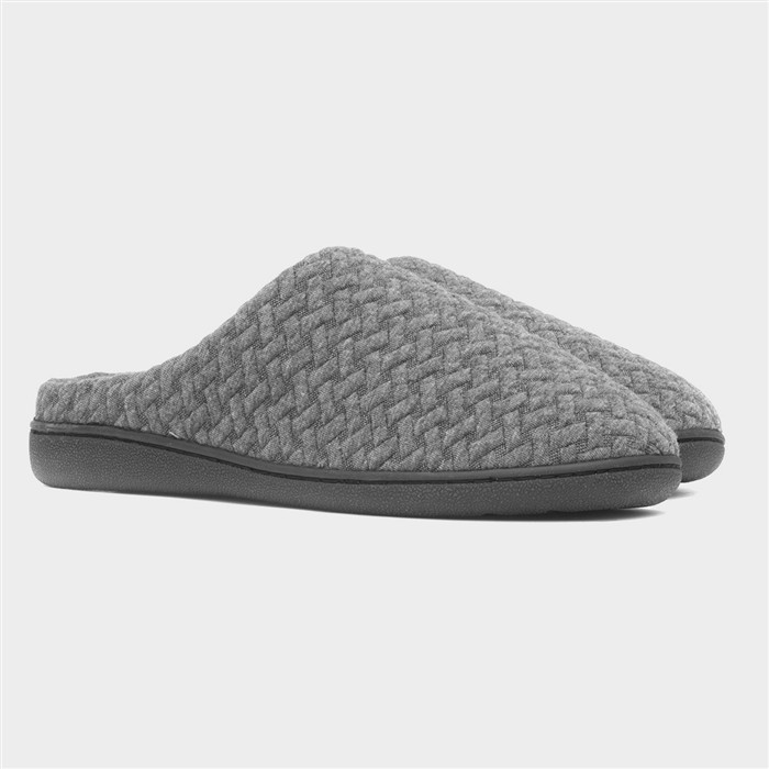 Mens Grey Mule Slippers