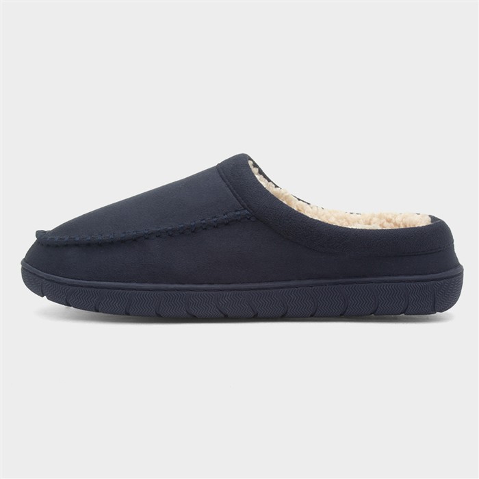 Mens Navy Warm Lined Mule