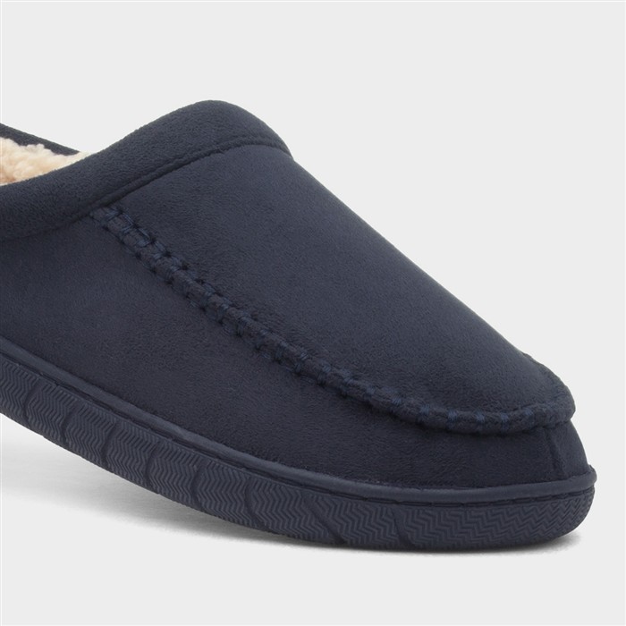 Mens Navy Warm Lined Mule