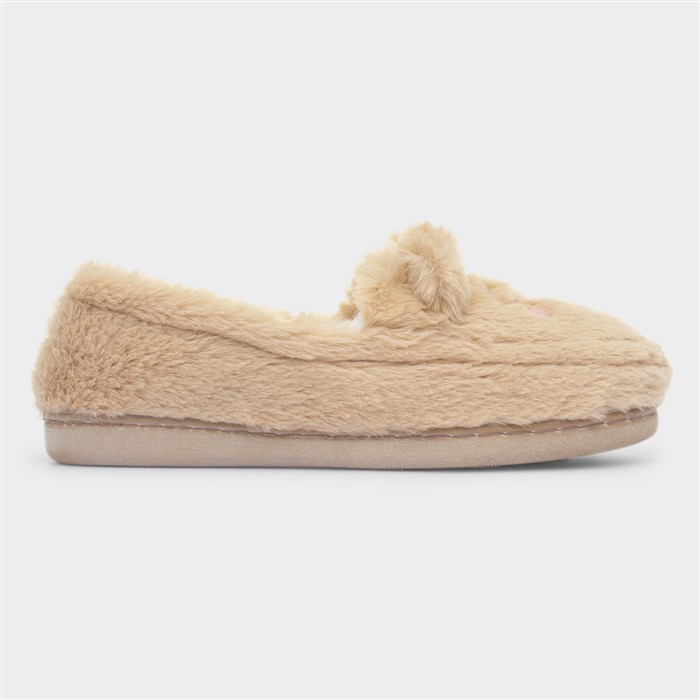 Womens Beige Bear Moccasin