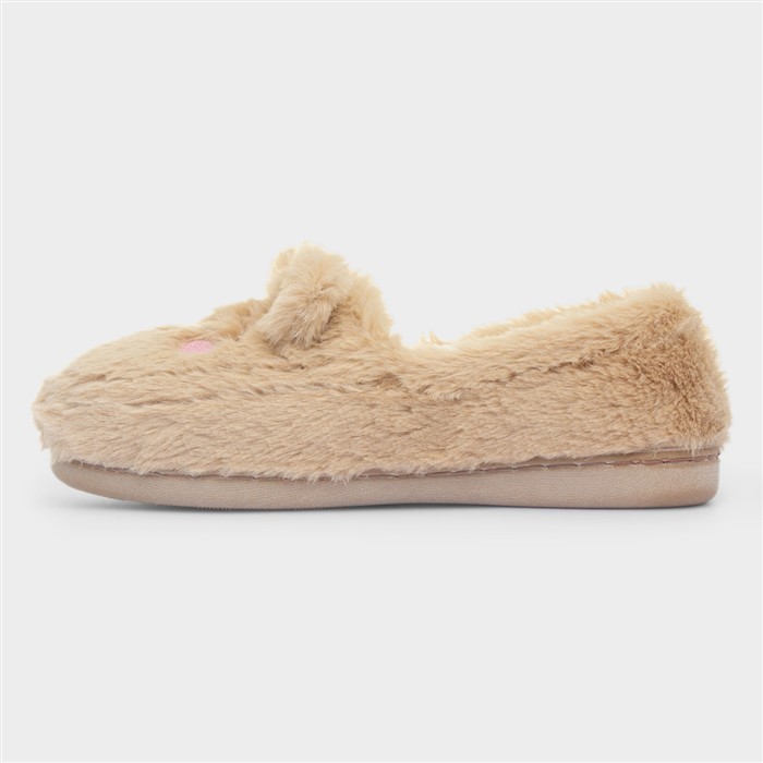 Womens Beige Bear Moccasin