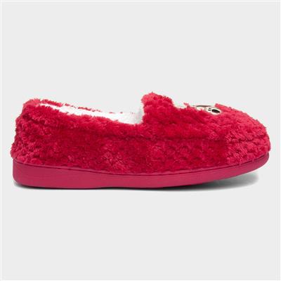 Womens Red Teddy Moccasin