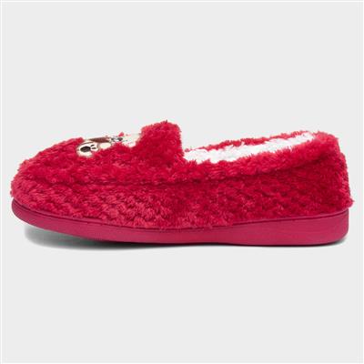 Lola Womens Red Teddy Moccasin