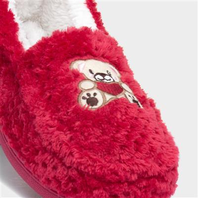 Lola Womens Red Teddy Moccasin