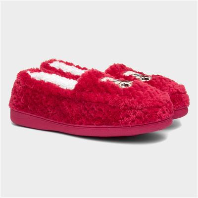 Lola Womens Red Teddy Moccasin